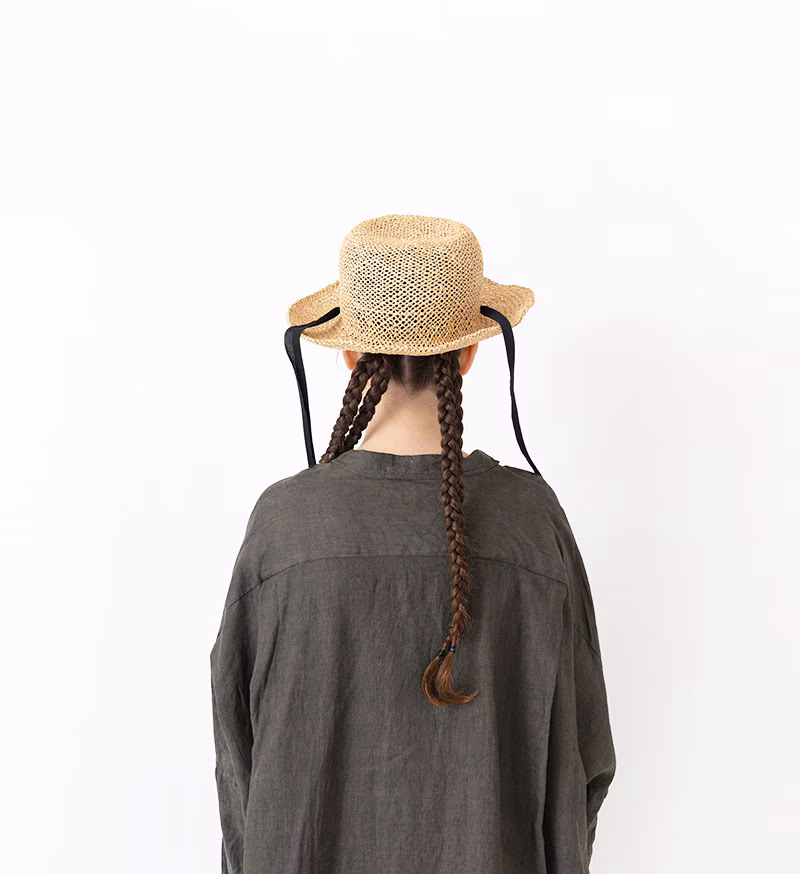 Veritecoeur Ink-dyed Linen Henley Neck Dress VC-2841 Brown - Image 4