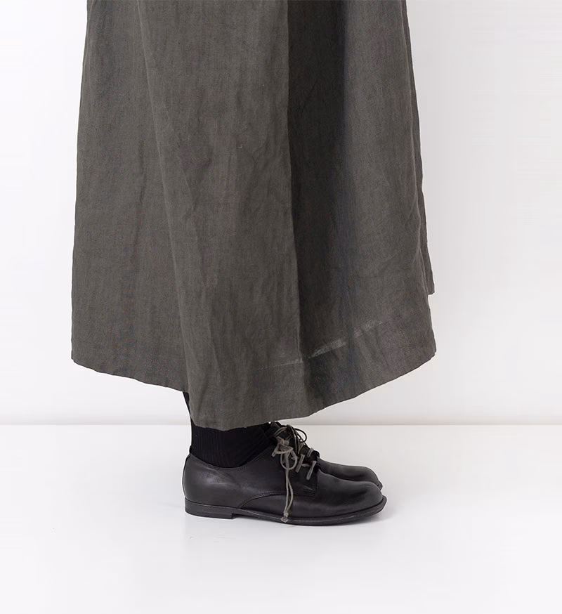 Veritecoeur Ink-dyed Linen Henley Neck Dress VC-2841 Brown - Image 3