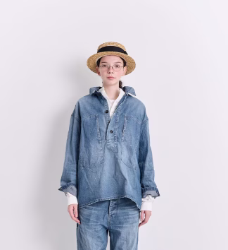 Veritecoeur Denim Pullover Shirt VC-2816 Indigo
