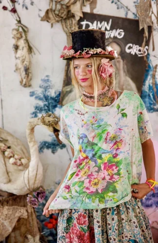 Magnolia Pearl Cotton Jersey Floral Songbird Art Class T 2567 True